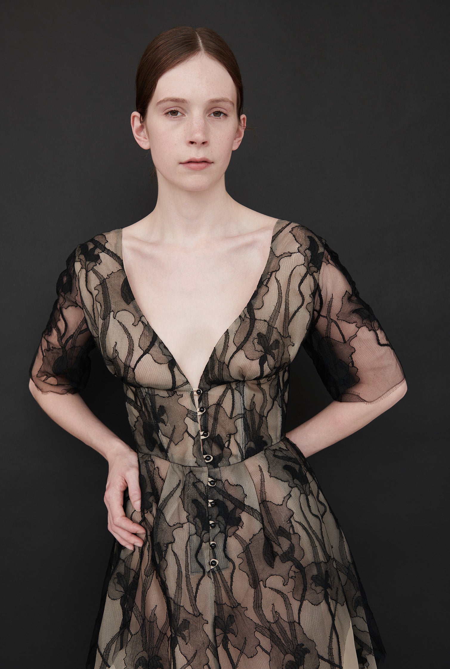 Model in Lea Silk Organza Dress - luxury designer silk and lace dress by ByVarga