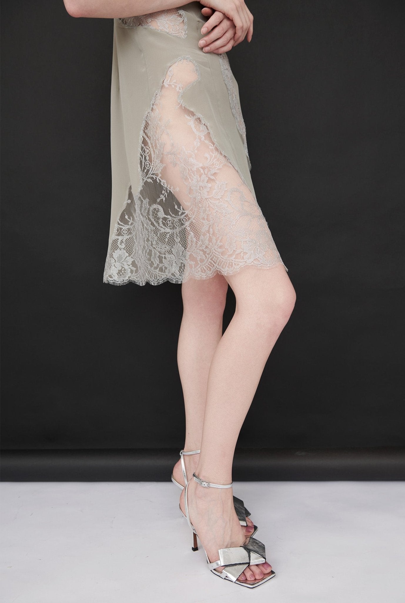 Jasmine Silk Dress with Metallic French Lace - ByVarga