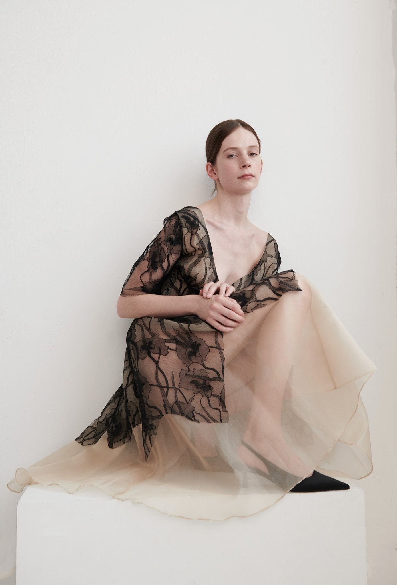 Lea Short Sleeve Silk Organza Dress - ByVarga