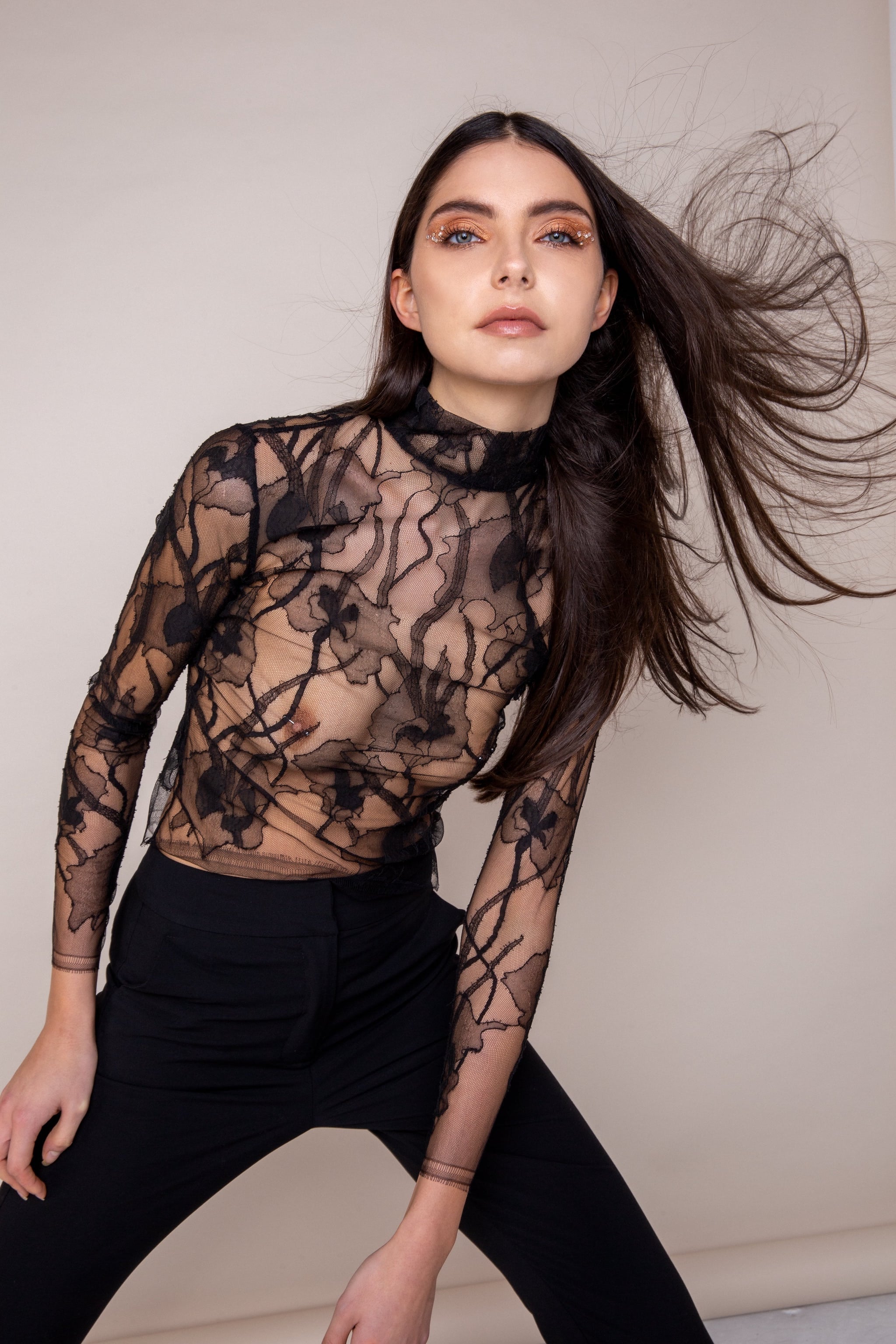 Petra French Lace Turtleneck Top - Luxury | ByVarga – ByVarga