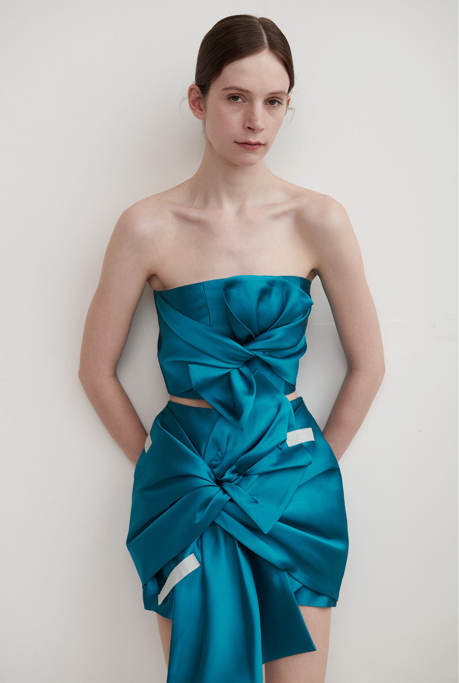 Lana Bow Skirt and matching top on model- ByVarga