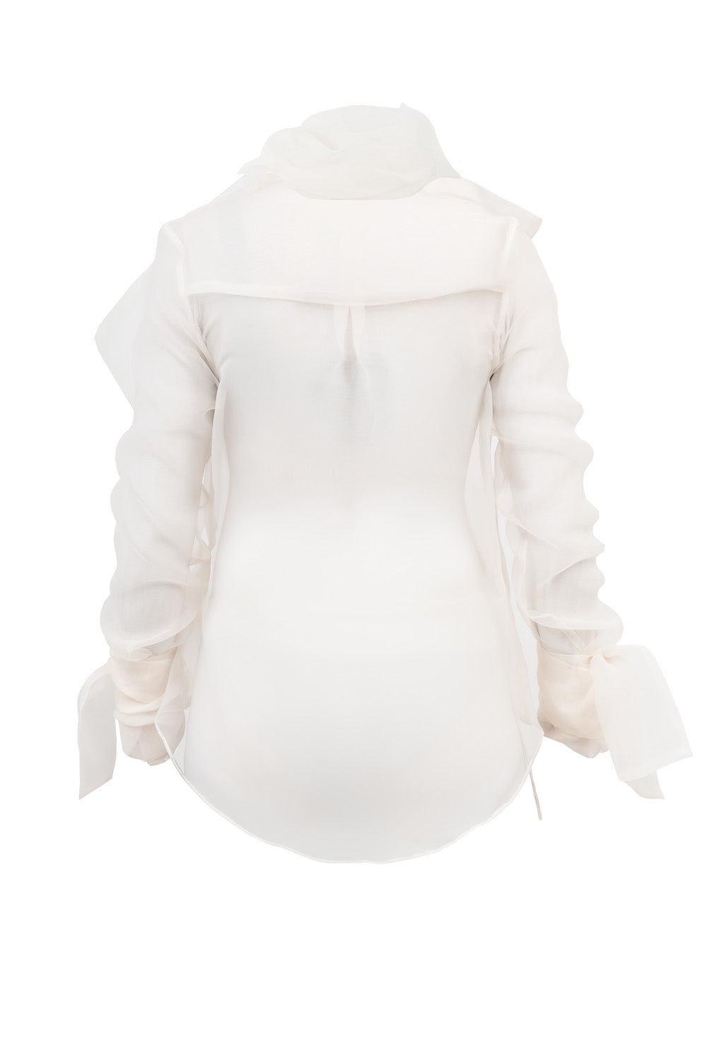Fatima organza wrap shirt back view showing tie closure by ByVarga