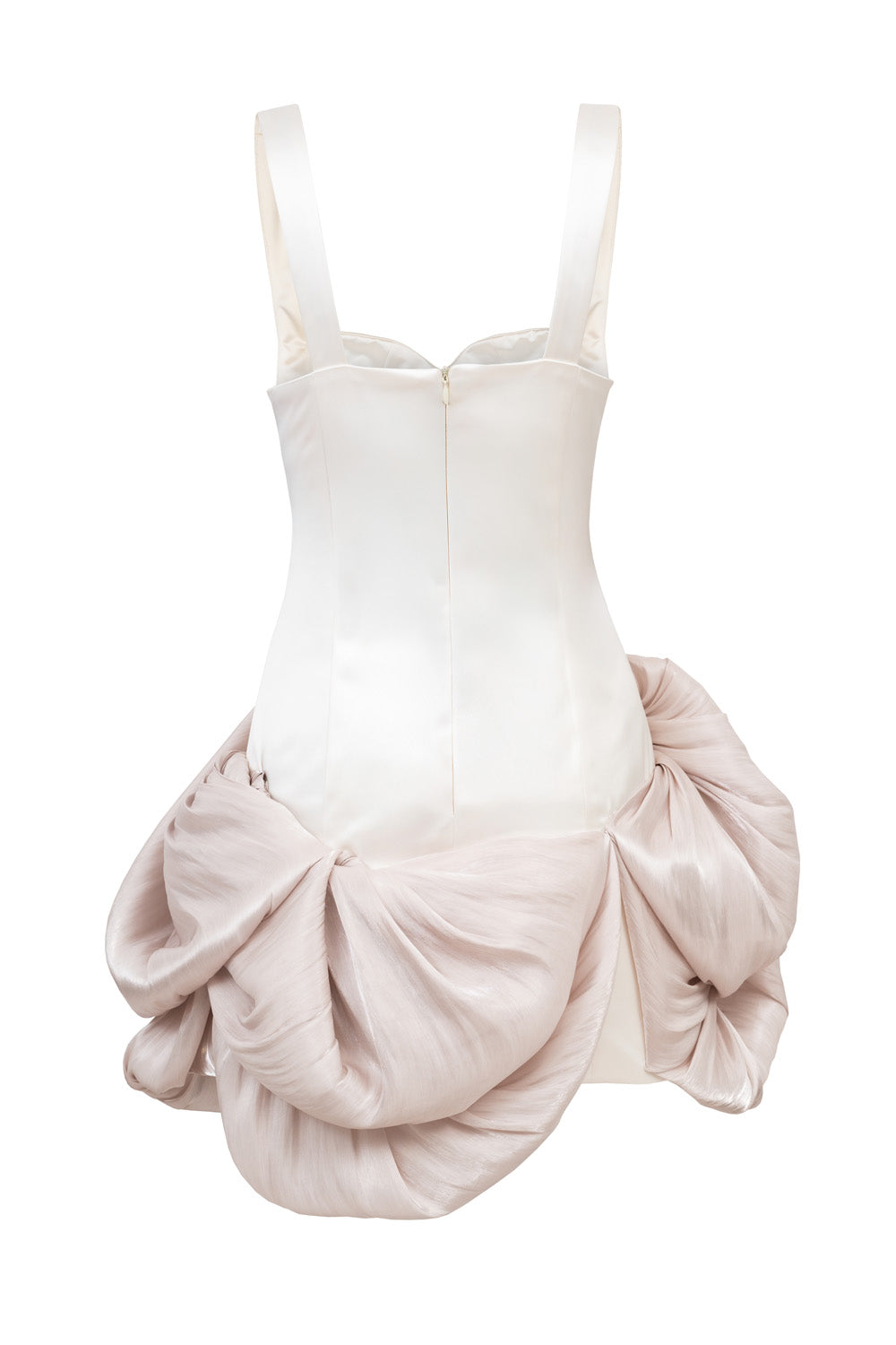 Georgina bubble dress back view - satin evening dress with corset bodice by ByVarga