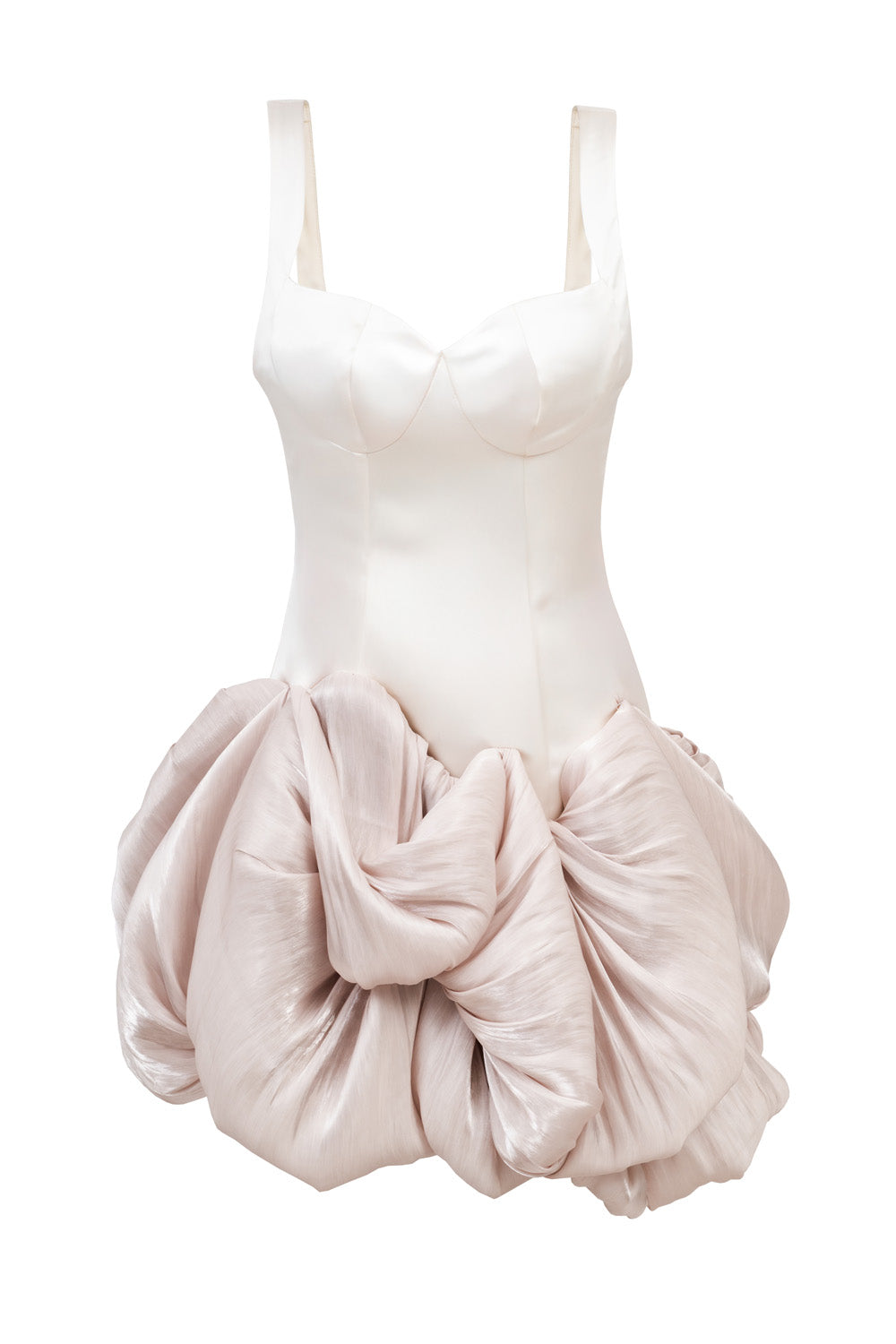 Georgina bubble dress front view - sculptural satin evening dress by ByVarga

