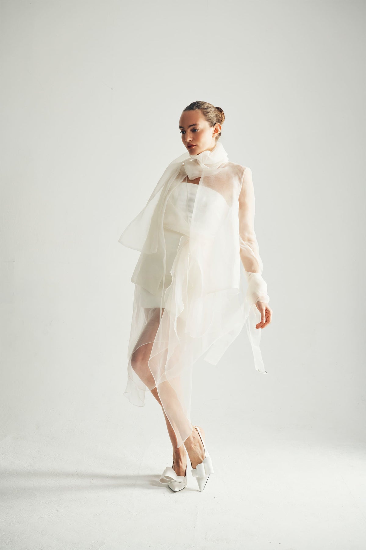 Henrietta Organza Wrap Dress Styled With Fatima Organza Wrap Blouse - ByVarga
