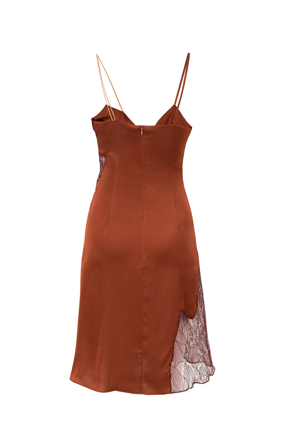 Back view of Jasmine Satin Dress showing elegant neckline, closure and fit details by ByVarga