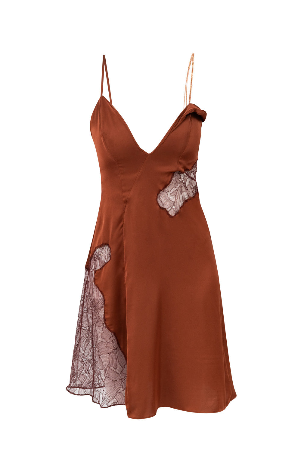 Front View of the Jasmine Satin Dress fabric showing luxurious satin texture and drape by ByVarga