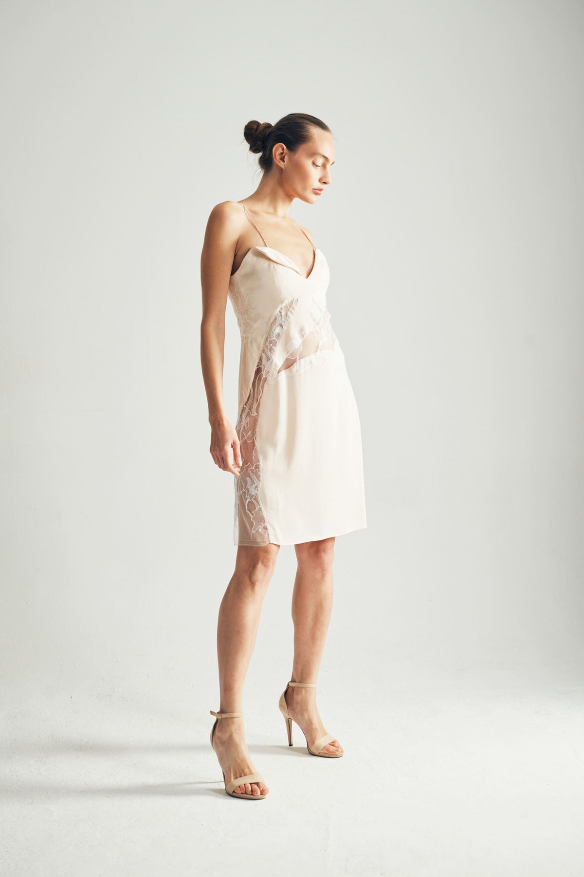 Model Wearing Jasmine Slip Dress Side View  - ByVarga