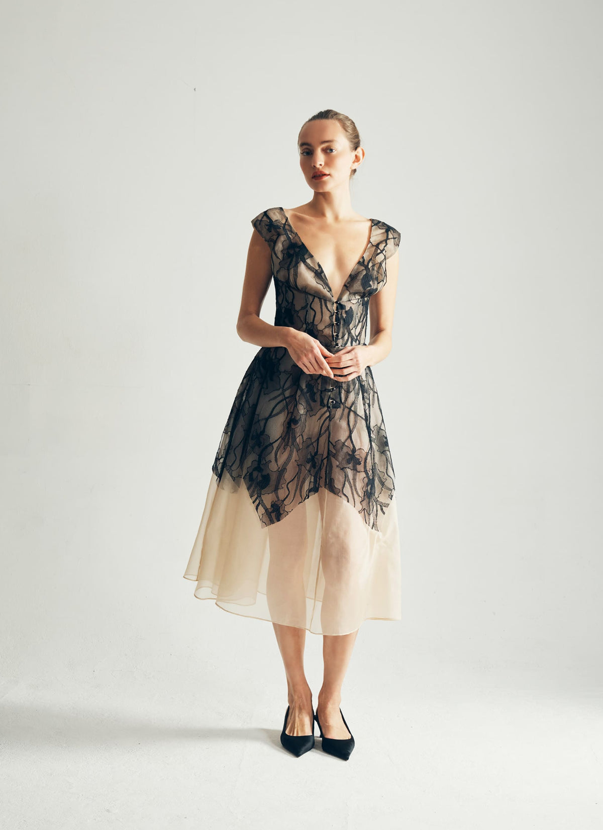 Lea Silk Organza Dress full view  - ByVarga