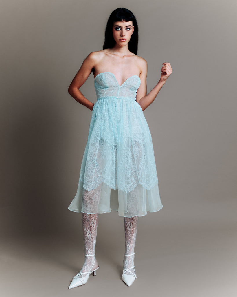 Front view of Olympia Silk Dress showing clean lines and premium craftsmanship