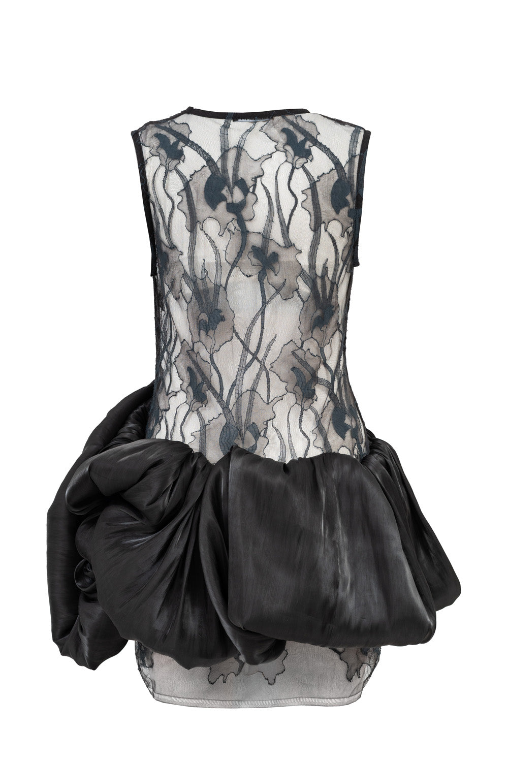 Nori lace bubble dress back view - sculptural drape detail by ByVarga