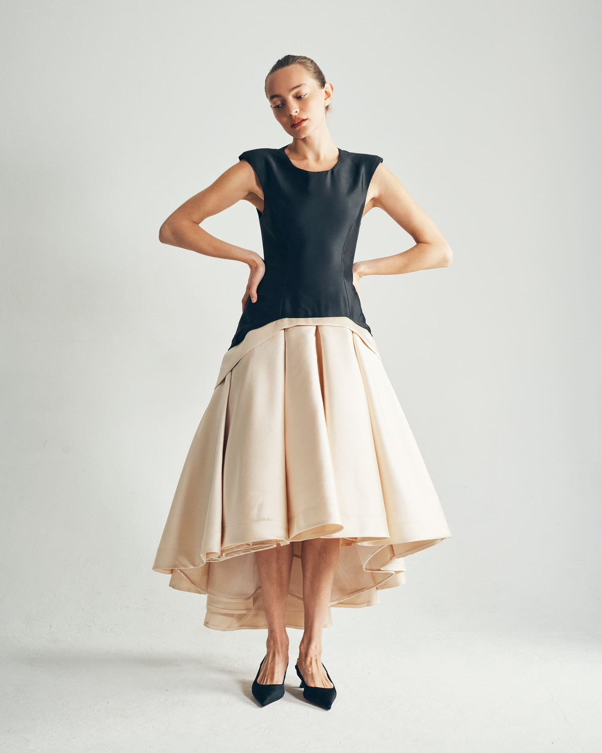 Model Wearing Trish Evening Gown Full Front View- ByVarga