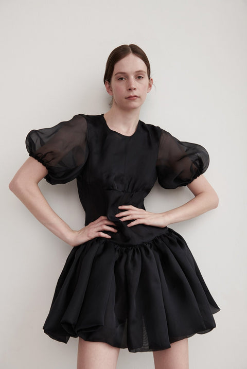 la plain vespera puffed sleeve silk organza dress Lovely Dress
