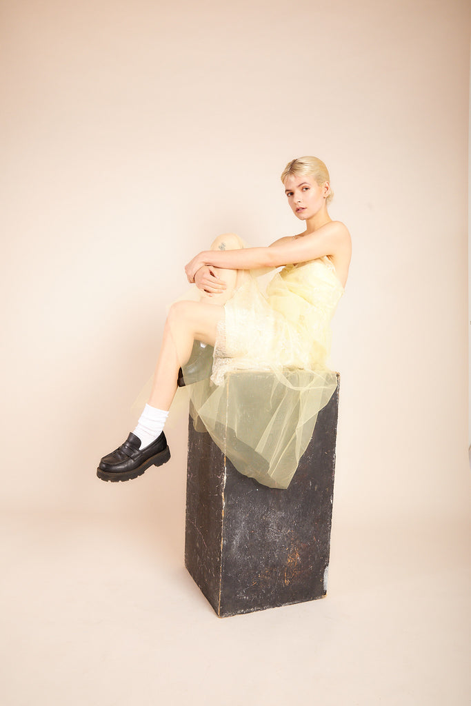 Lifestyle image of the Luna Tulle and Silk Dress